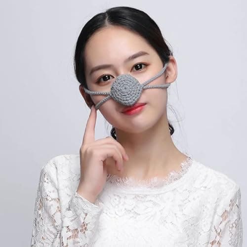 Nose Warmer Women – Soft Knitted Wool Nose Cover | Handmade Crochet Winter Accessory – Quirky Outdoor Skiing Cold Weather Ornament for Warmth Comfort and Festival Use — view 3