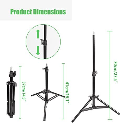 BOLLUMA 2x 70cm Mini Light Stand, Aluminium Travel Tripod Stand, Adjustable Lightweight Studio Outdoor Photography with 1/4" Screw, 2kg Load, for Ring Light, Flash, Softbox, Podcast, 2 Packs — view 3
