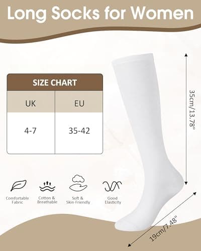 4 Pairs Ladies Knee High Socks Womens 4-7 Autumn Long Cotton Welly Gifts — view 3