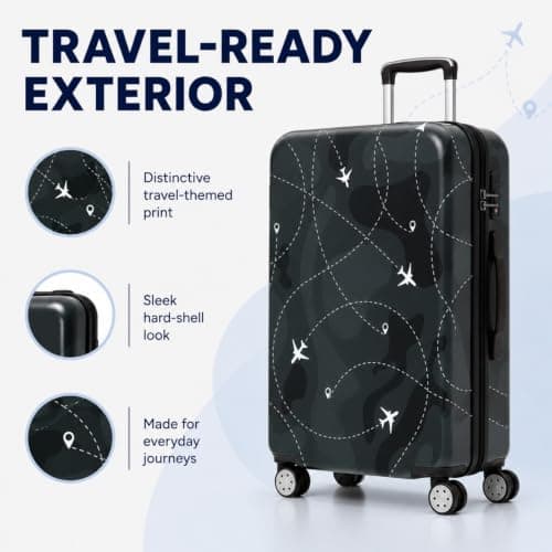 Treer Suitcase Covers for Luggage Large 18-32 Inches, Lightweight Travel Luggage Suitcases Covers Protectors with Zipper Anti-Scratch Washable (Burgundy airplane,S) — view 6