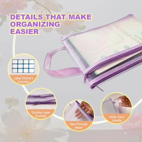 NCEDN Mesh Zipper Pouch Bags – 10 Pack A4 Double-Layer Mesh & Net Toy Storage Bags, Breathable See-Through Zipper Pouches for Board Game Storage, Kids Puzzle Storage, Books, School & Office — view 4