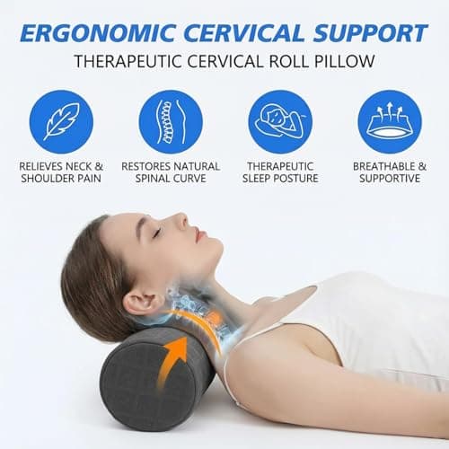 Pyxovixar Cervical Neck Roll Memory Foam Pillow,Removable Cover17*4.7" — view 2