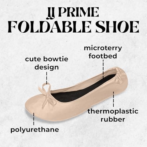 After Party Shoes with Foldable Bag Roll Up Shoes for Women 5/6 UK, Nude — view 4