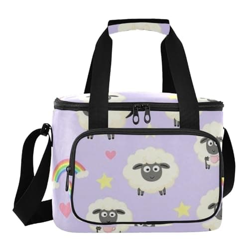 Wudan Magical Sheep Lavender Purple Insulated Cooler Bag 6mm EPE Foam Filled Road Trip Office Workers