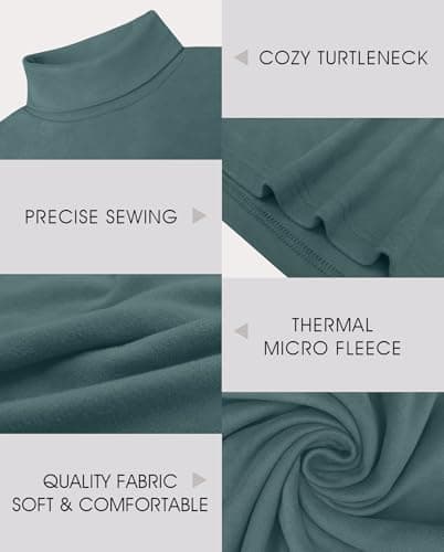 QIXING Men's Thermal Turtleneck Top, Long Sleeve Base Layer, Green, M — view 4