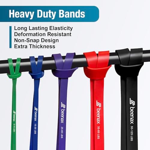 Beenax Resistance Bands Pull Up Set, 5 Levels Exercise Bands Men Women for Calisthenics, Powerlifting, Bodyweight Training, Stretching, Mobility, Yoga, Pull Up Assistance Bands — view 3
