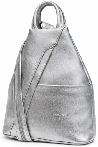 LeahWard Anti-theft Women's Soft Geniune Leather Rucksack Unisex Backpack Bag Handbags For Holiday 244 (Silver)