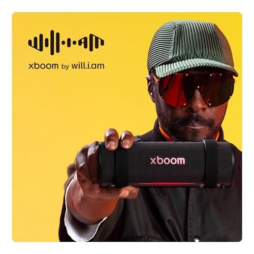 LG xboom Grab by will.i.am, xboom Signature Sound, Portable Bluetooth Speaker, up to 20 Hours of Playback, IP67 Dust and Water Resistant, MIL-STD 810H Durability, Adjustable Carrying Strap — view 3
