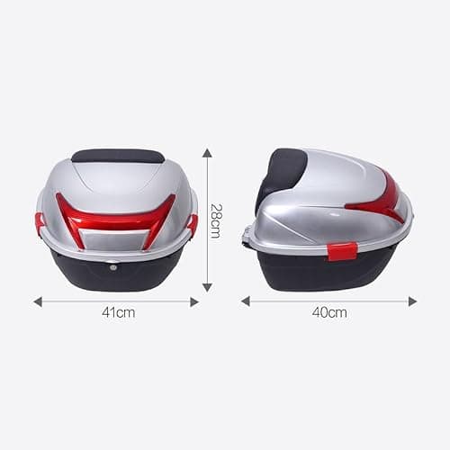 Mobeneno Motorcycle Top Box with 32L Volume Motorbike Back Top Case with Secure Lock & Large Reflector Motorcycle Tour Tail Box for Scooters Mopeds Red — view 4