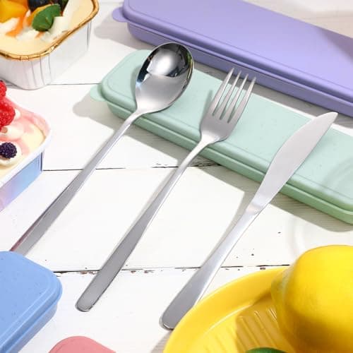 Yinkin 1 Pack Travel Silverware Set with Case,Lavender Purple — view 4