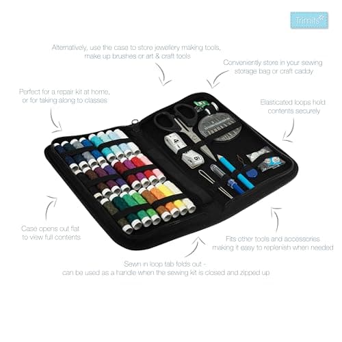 Trimits Essentials Sewing Kit - Travel Case Sewing Supplies for Adults, Beginners, DIY, Home, Emergency, Button Repair & Clothing Fixes w/Thread Needles Scissors Tape Buttons - 23.5 x 13 x 3.5cm — view 5