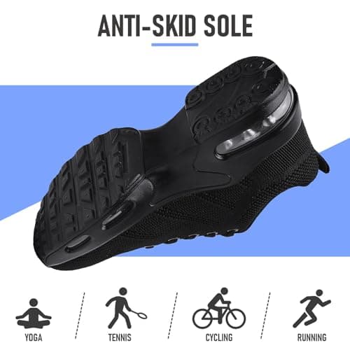 Womens Orthopedic Trainers Running Shoes Air Cushion Athletic Sports Lightweight Tennis Walking Sneakers Casual Mesh Breathable Ladies Fashion Plantar Fasciitis Jogging Shoes All Black UK 5.5 — view 5