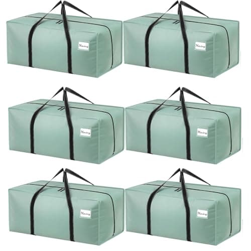Dntorx 6 Pack 120L Moving Bags and Storage Bag Dorm Moving Essential, Green