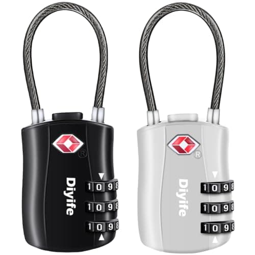 Diyife TSA Approved Luggage Locks with Flexible Steel Cable, Easy to Set up