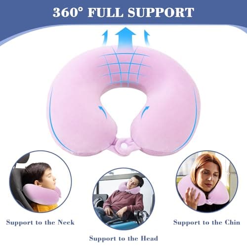 KAIRNOBLE Travel Pillow for Rest Neck Pillow for Airplane Flight Pillow Memory Foam Travel Pillows Neck Cushion Compact Lightweight Quick Pack (Purple) — view 6