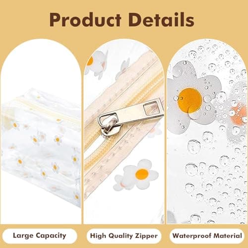 3 Pack Floral Print Clear Makeup Bags, Transparent Waterproof Cosmetic Pouch Organiser Set for Women Girls, PVC Toiletry & Storage Bags for Home, Travel, School​ — view 3