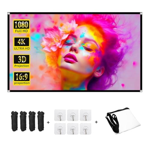 Projector Screen 120 inch,DUYIKJ Portable Projector Screen Washable Anti-Crease Indoor Outdoor 4K 16:9 HD Rear Front Projection Movies Screen for Home Theater Office Party Classroom