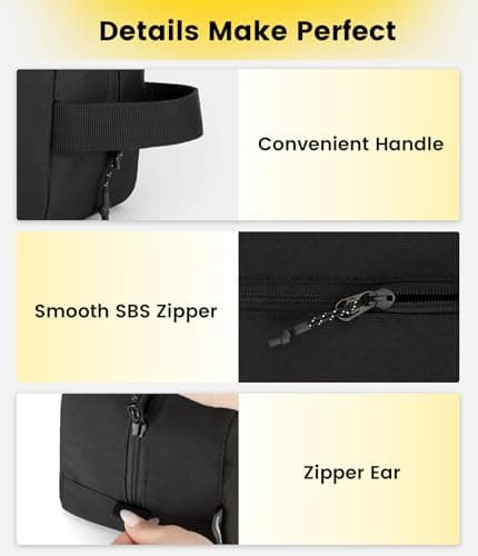 Vorspack Water Resistant Travel Toiletry Bag for Men Women - Medium & Black — view 4