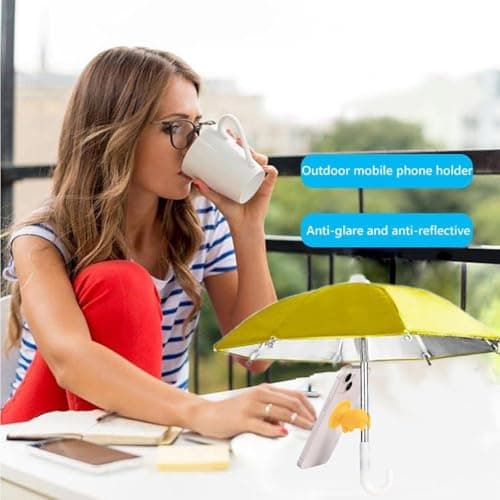 QYEHF Anti-Glare Phone Umbrella Sun Shade, Holder with Suction Plug for Car Navigation Sunscreen, Mini Sunscreen Travel Cell Phone Umbrella, Smartphone Outdoor Stand (yellow) — view 6