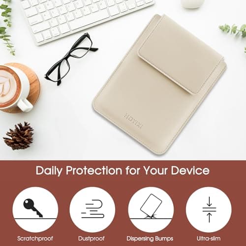 HoYiXi Universal Sleeve Case for 6.8",7" Paperwhite/Colorsoft/Signature Edition 2025 & 2021 Compatible 6.8" Kobo Clara HD/PocketBook/Tolino Protective Case for 6.8'' 7'' ebook Reader,Beige — view 5