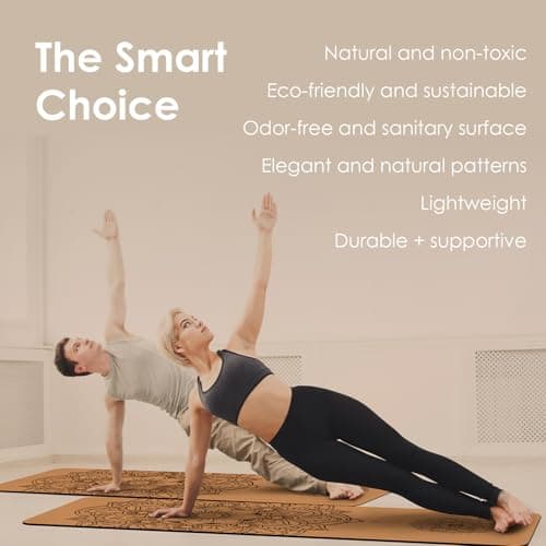 Cork Yoga Mat Non Slip Unique Design Natural Cork Tpe Material Fitness Exercise Mat with Carry Bag and Strap For Home, Pilates,Aerobic,Gym & Workout 72 X 24 — view 6