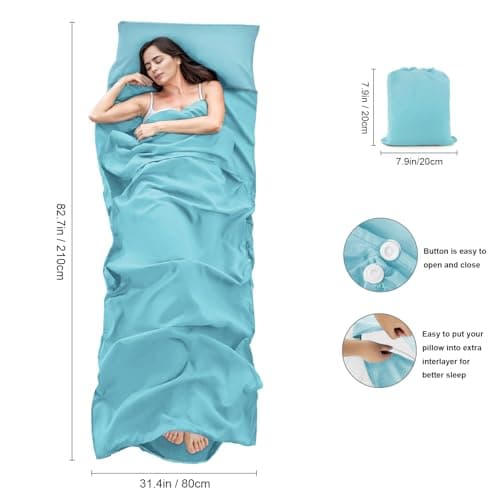 BREENHILL Sleeping Bag Liner, Travel Sheet with Zip, Glacier Blue 80cm — view 3