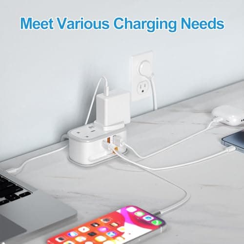 UK to US Plug Adapter with 1.5M Extension Cable, BEVA 2 Way 3 USB (2A+1C) Travel Adapter with Retractable USB C Cable for American, Thailand, Canada, Mexico, Type B — view 4