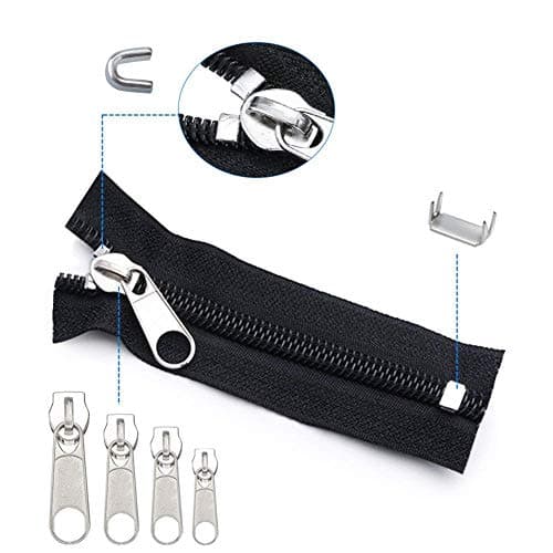 EuTengHao 169Pcs Zipper Kit with Pull Rescue Tool and Install Pliers for Clothing, Jackets, Purses, Luggage, Backpacks (Silver and Black) — view 4