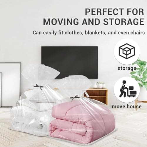 lisetar Large Plastic Bags, Suitcase Storage Bags 100 * 150cm (40 * 60 Inches) Heavy Duty Plastic Storage Bags Large Capacity Clear Storage Bag Waterproof Big Bags for Moving Storing (2 Packs) — view 4