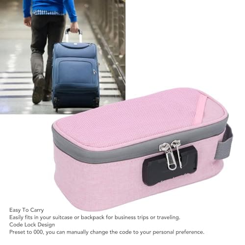 Odor Resistant Storage Bag, Code Lock Design Odor Resistant Suitcase Container Lightweight Multifunctional Easy to Use for Travel (Pink) — view 4