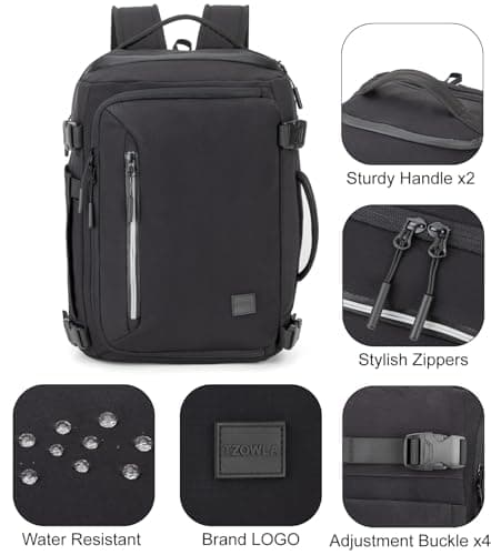 Tzowla Travel Laptop Backpack with USB Port and Wet Pockets, Expandable Waterproof Rackpack for Men and Women, Carry On Flight Approved Travel Bag Fit 17.3 Inch Computer/Notebook — view 4