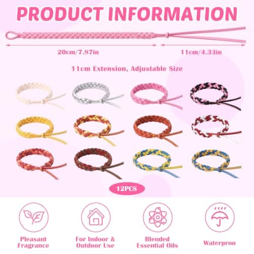 Mosquito Repellent Bracelet 12 Pack -Adjustable Plant Based DEET-Free Bands — view 2