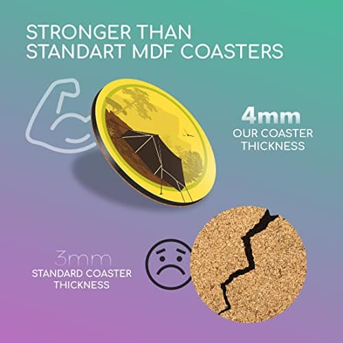 1 x Round Coaster - Camping Tent Forest Cork Backed MDF Glossy Tea Coffee Accessory #7136 — view 3