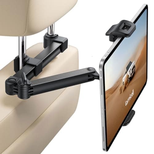 Lamicall Car Headrest Tablet Holder - [Foldable Clip] Extendable Car Tablet Mount for Kids, 360° Rotating Backseat Mount for iPad Pro 13/11/10.5/9.7, Air Mini 7 6 5 4 3, Tab, Phone, 5.4-13” Devices