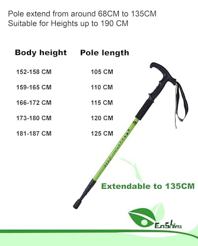 Hikehobby® 65CM to 135CM Antishock With Handle Trekking Walking Hiking Stick Pole (black) (Purple) — view 3