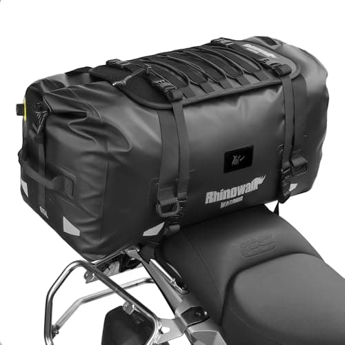 Rhinowalk Motorcycle Saddle Bag 65L – Extra-Large Waterproof Touring Tail Pack with MOLLE Expansion & Backpack Straps