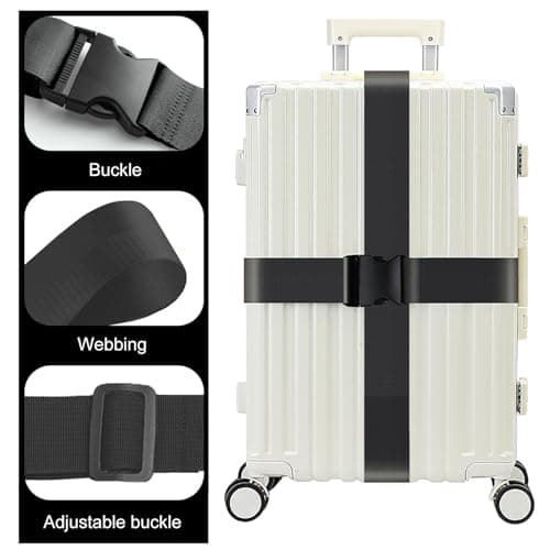 Luggage Strap (2 Pack), 200 * 5cm with 2 Luggage Tags, Custom Identification, Travel Bag Closure, For Connecting Luggage Together, Black — view 4