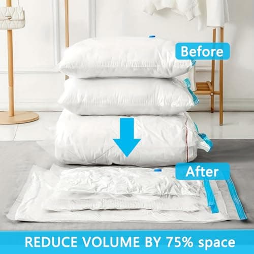 Vacuum Storage Bags - 2 Pack 100X130CM Extra Large Strong Space Saver Compression Bags - Reusable Vacuum Pack Bags Double Zip Seal Travel Vacuum Storage Bags for Clothes Duvets Quilts Bedding Pillows — view 3