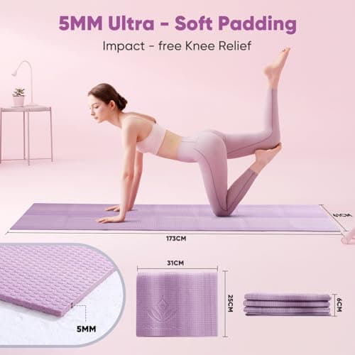Avoalre Travel Yoga Mat Non Slip Foldable Portable Gym Mat Fitness Training Pilates Exercise Mat Workout for Women Men-Gradient purple — view 2