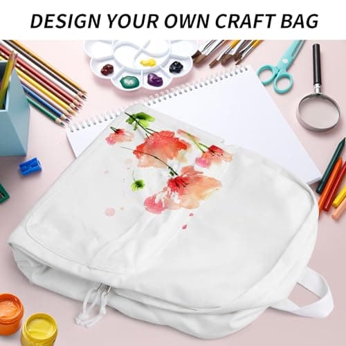 Zicac Unisex White Canvas Backpack DIY 15.6" Laptop Large Casual Rucksack — view 6