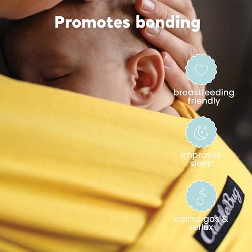 Cuddlebug Baby Wrap Carrier, Soft Stretchy Newborn Sling, 3-16 kg, Yellow — view 4