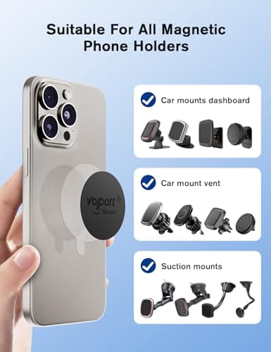 volport Self Adhesive Metal Plate Round for Magnetic Car Mount Phone Holder & Expanding Collapsible Grip: 40 mm Thin Sticky Circle Magnetic Disc Replacement for Popsocket, Phone Case, Smartphone — view 5