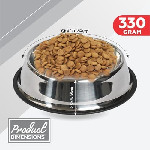 Dog Feed Bowl Lightweight Pet Feeding Bowl Non Slip Dog Bowl Water Hiking Camping Bowl Suitable for Kittens Puppies Rabbits Fogs & Small Pets 15.24x6.35cm (Pack of 1) — view 2