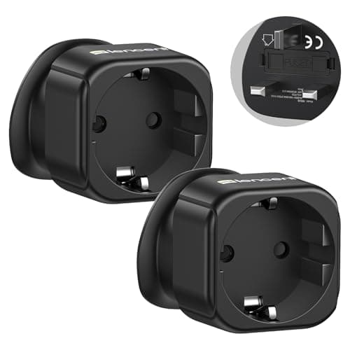 LENCENT 2 Pack EU to UK Plug Adapter,Black