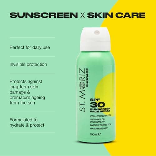 St Moriz Suncare SPF 30 Sunscreen Face Spray | UVA & UVB Invisible Protection SPF 30 Sun Protection Face Mist with Vitamin E | Wear Under or Over Makeup | Dermatologically Tested | Vegan | 100ml — view 2
