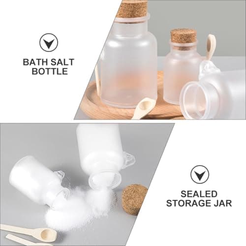 HEANUJJ Refillable Jars and Skincare Sub-packaging with Cork Lids 4 Sets and Wooden Spoons, 200g Matte Sealed Storage Bottles Sample Toiletries Containers for Travel — view 6