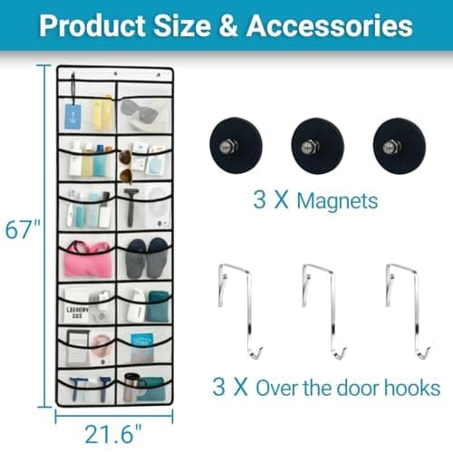 ANNISITE Magnetic Cruise Organizer, 14 Large Durable Pockets Over The Door Organizer For Cruise Ships, Magnetic & Hanging Cruise Organizer, Cruise Essentials 2026 （ 67" x 21.6"） — view 6