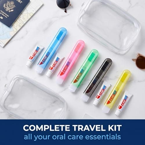Travel Toothbrush and Toothpaste Set, 6 Folding Compact Toothbrushes with 6 Mini Toothpaste Tubes and Travel Bag, Portable Oral Care Kit for Flights, Work, Camping and Short Trips — view 4