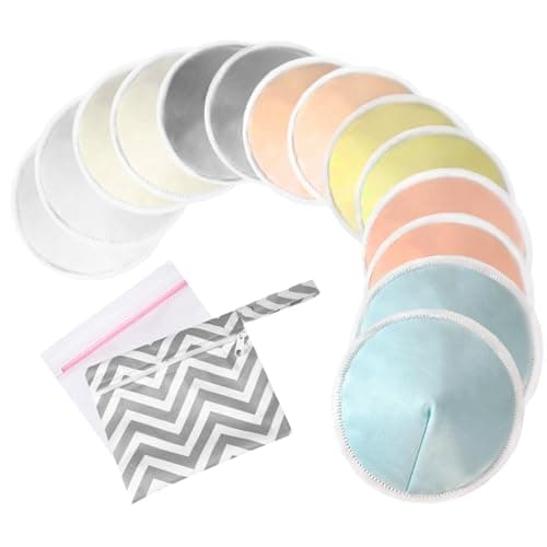 Oiomniv Reusable Breast Pads, 14 Pack, 4.7 Inch Washable Nursing Pads