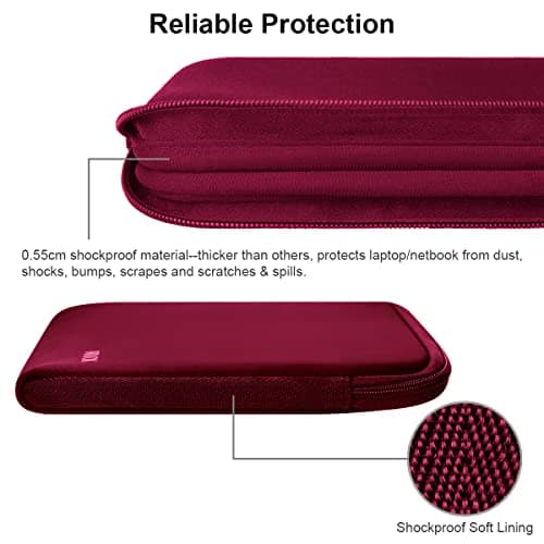 Arvok 17 17.3 Inch Laptop Sleeve Multi-Color Size Choice Case/Water-Resistant Neoprene Notebook Computer Pocket Tablet Briefcase Carrying Bag/Pouch Skin Cover for HP/Dell/Lenovo/Asus/Acer, Wine Red — view 4